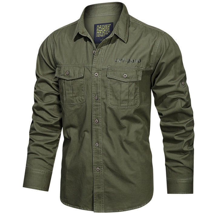Herren nan robustes Utility-Hemd mit aufgesetzten Brusttaschen und Ärmelriegel Drune