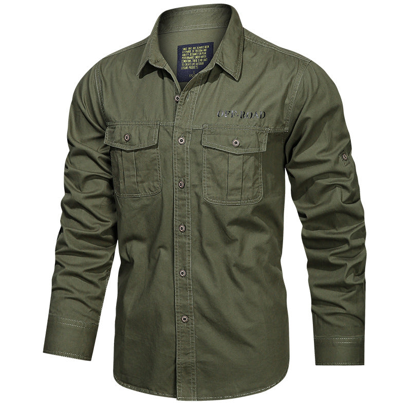 Herren  robustes Utility-Hemd mit aufgesetzten Brusttaschen und Ärmelriegel Drune