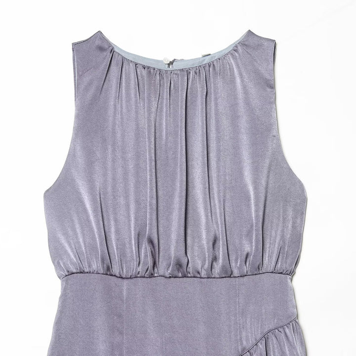 Damen elegantes Maxikleid mit fließendem Rock und raffiniertem Faltenwurf Drune