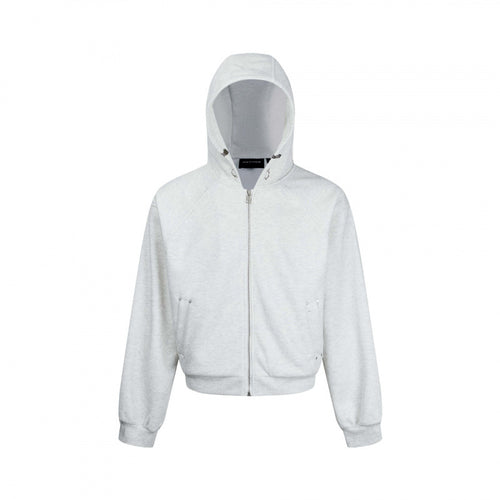 Unisex Kurzer Kapuzen-Zippullover aus French Terry mit Raglanärmeln und verdeckten Eingrifftaschen Drune
