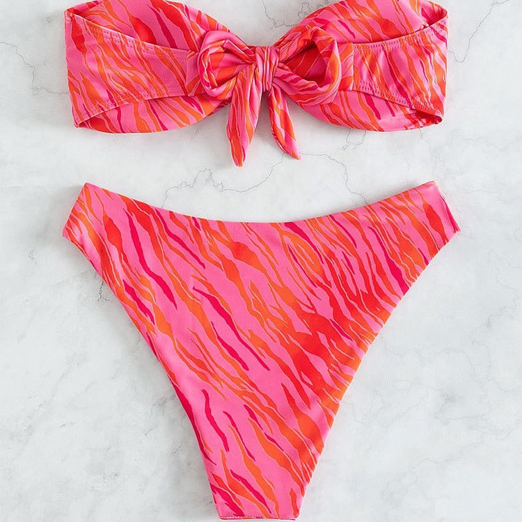 Damen Bandeau-Bikini mit modernem Leopardenmuster Drune