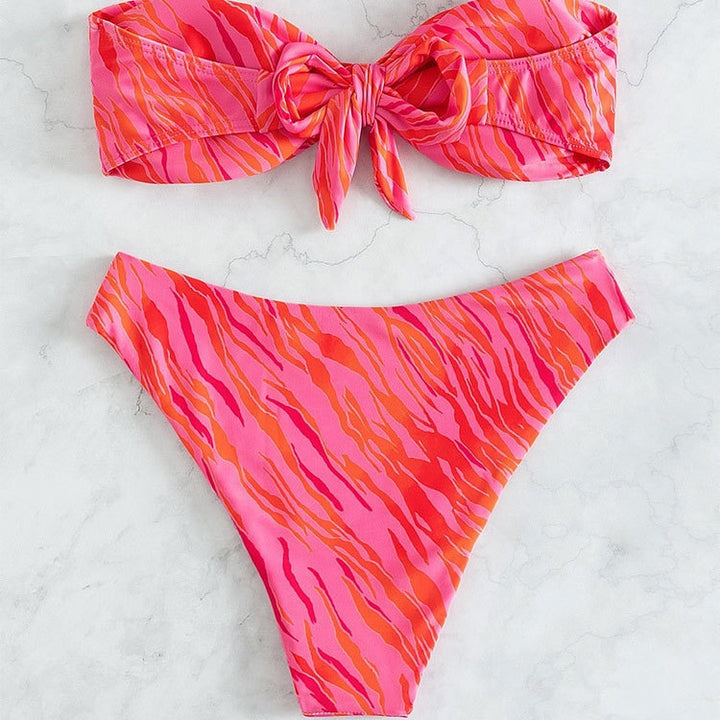 Damen Bandeau-Bikini mit modernem Leopardenmuster Drune