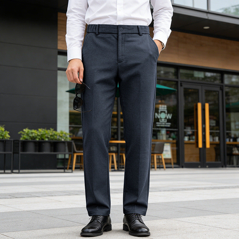 Herren Elegante gerade Tailoring-Hose mit Bügelfalte und feiner Fischgrätstruktur Drune
