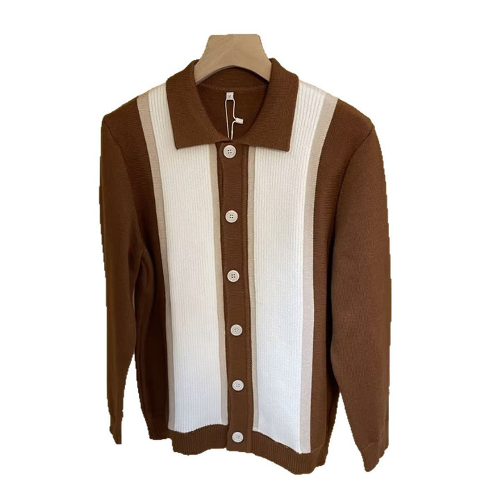 Herren Modische Strickjacke mit Farbblock-Design Drune