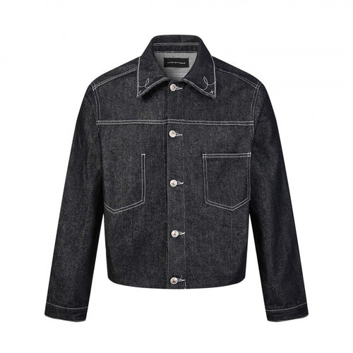 Herren Kastige Denimjacke mit kontrastierender Steppnaht und aufgesetzten Brusttaschen Drune