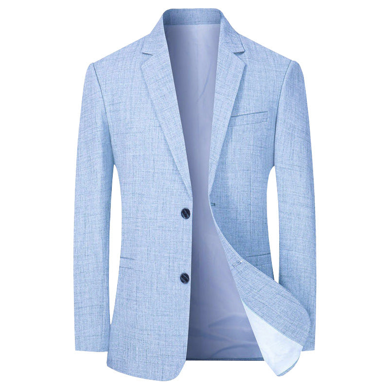 Herren Leichter Leinenblazer Slim-Fit Zweiknopf-Sakko atmungsaktiv Drune