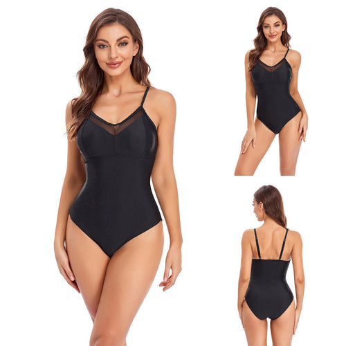 Damen Eleganter Einteiler Badeanzug mit transparenten Einsätzen Drune