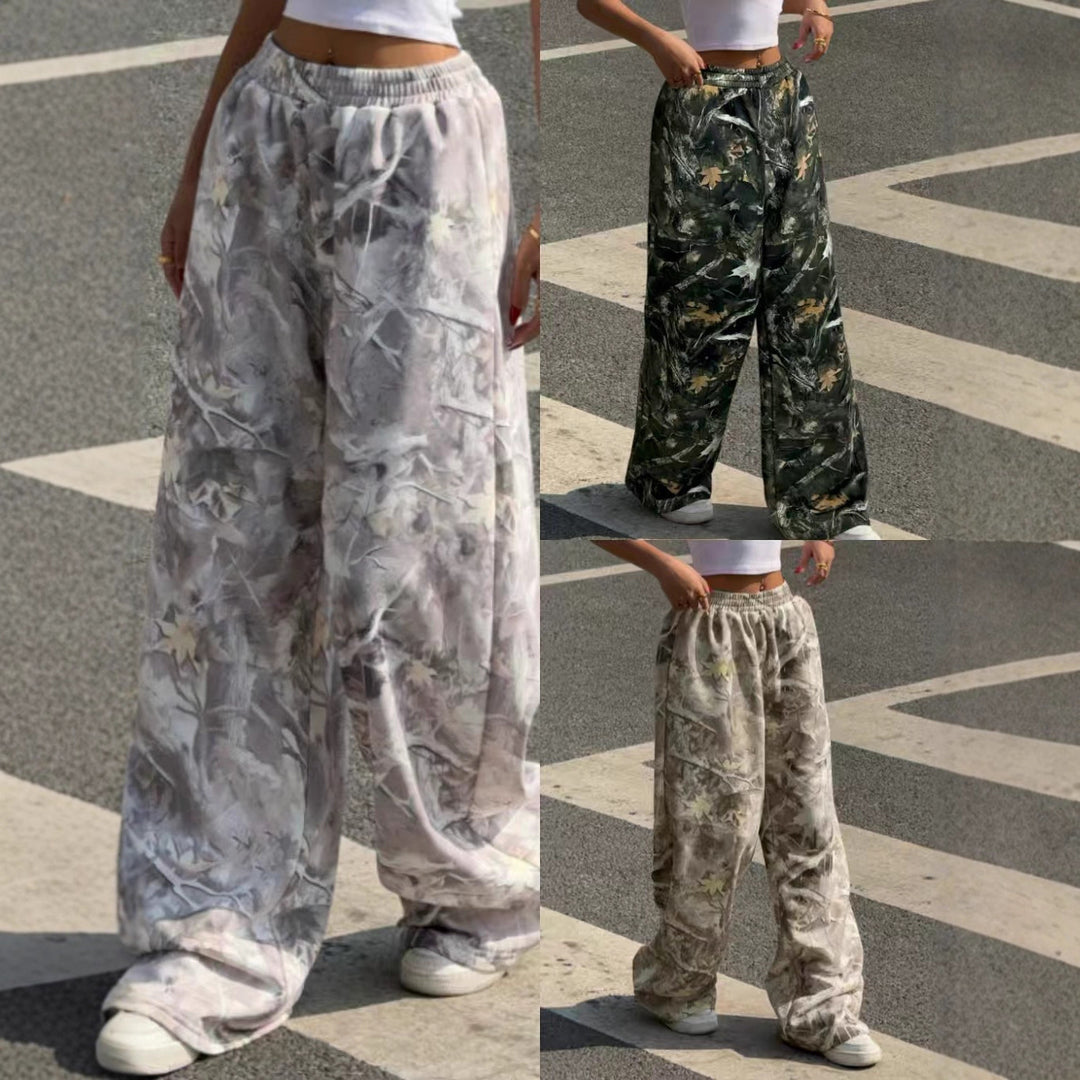 Damen Weitgeschnittene Print-Hose mit elastischem Bund Drune