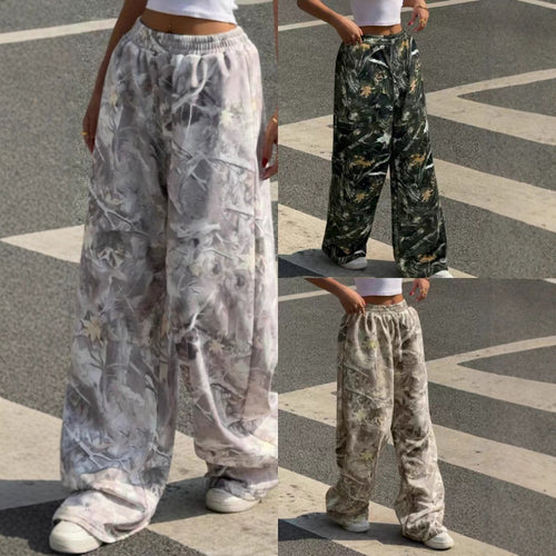 Damen Weitgeschnittene Print-Hose mit elastischem Bund Drune