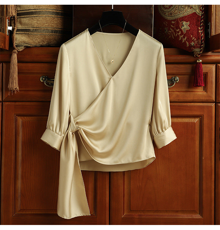 Damen Elegante Wickelbluse mit Taillenbund Drune