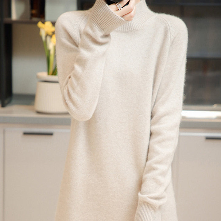 Damen Strickkleid mit hohem Kragen und weich fließendem Material Drune