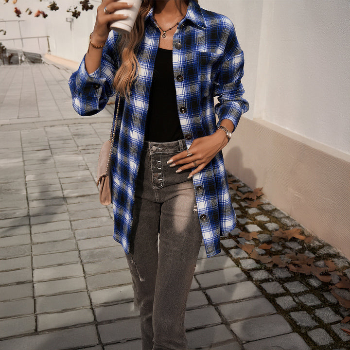 Damen Karierte Overshirt mit lässiger Passform und modernen Details Drune