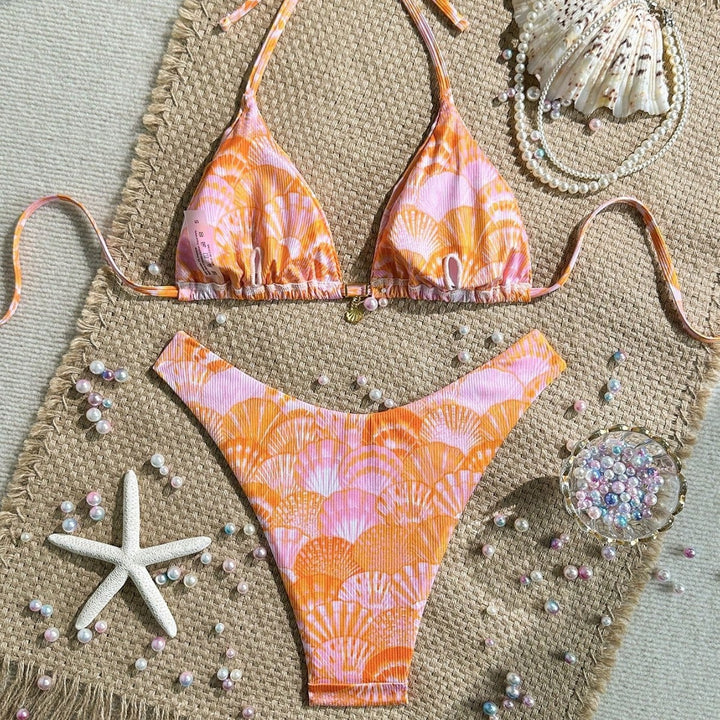 Damen Triangel-Bikini mit Muschel-Muster Drune