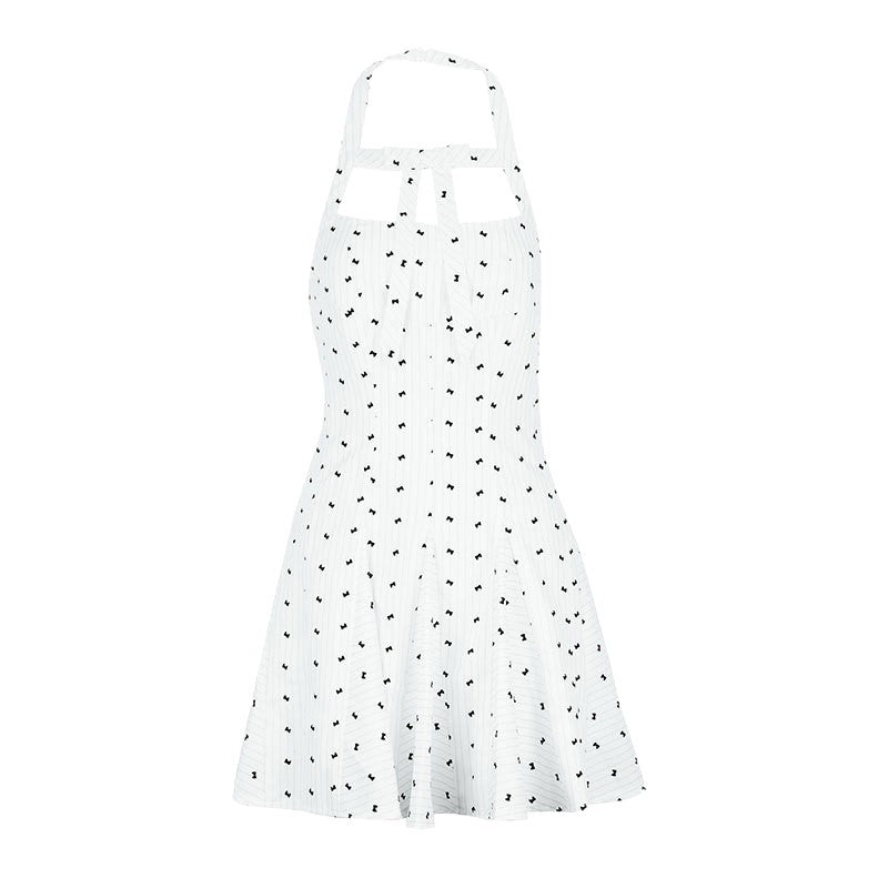 Damen Halterkleid mit floralem Design und schwingendem Saum Drune
