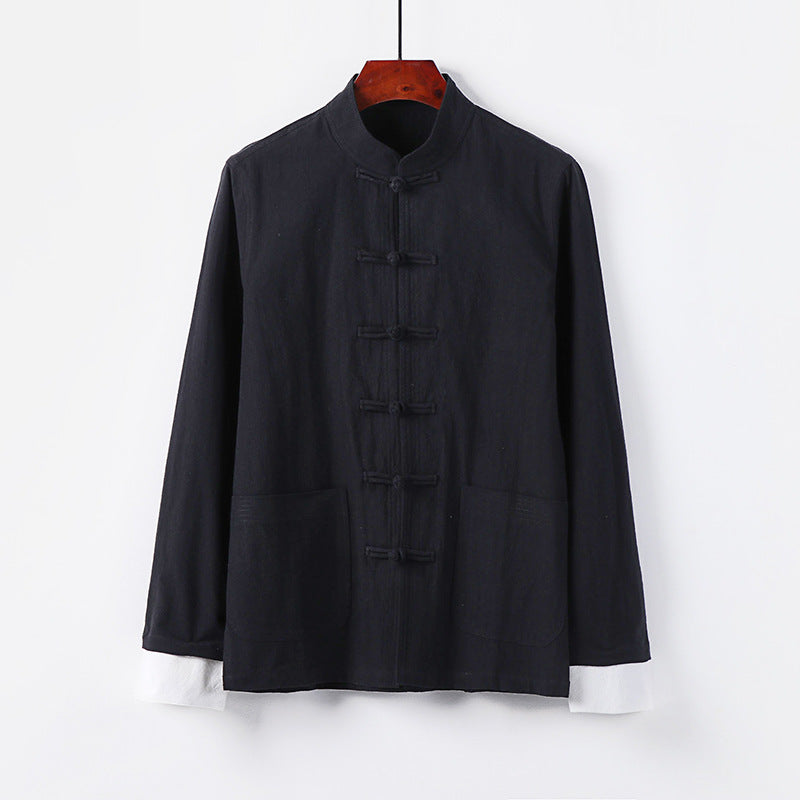 Herren Traditionelle chinesische Tang-Jacke mit Stehkragen und Knotenverschlüssen Drune