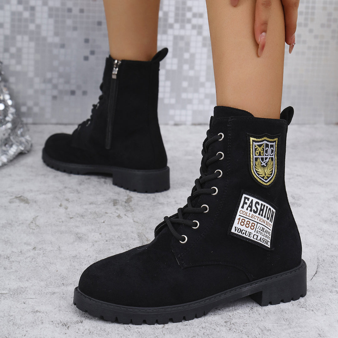 Damen Schnürstiefeletten mit modischem Patch-Design Drune