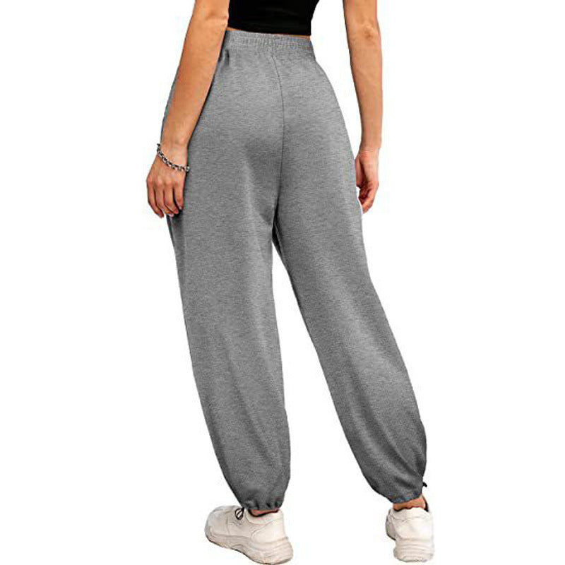 Damen Hohe Taille Entspannte Passform Jogginghose Drune