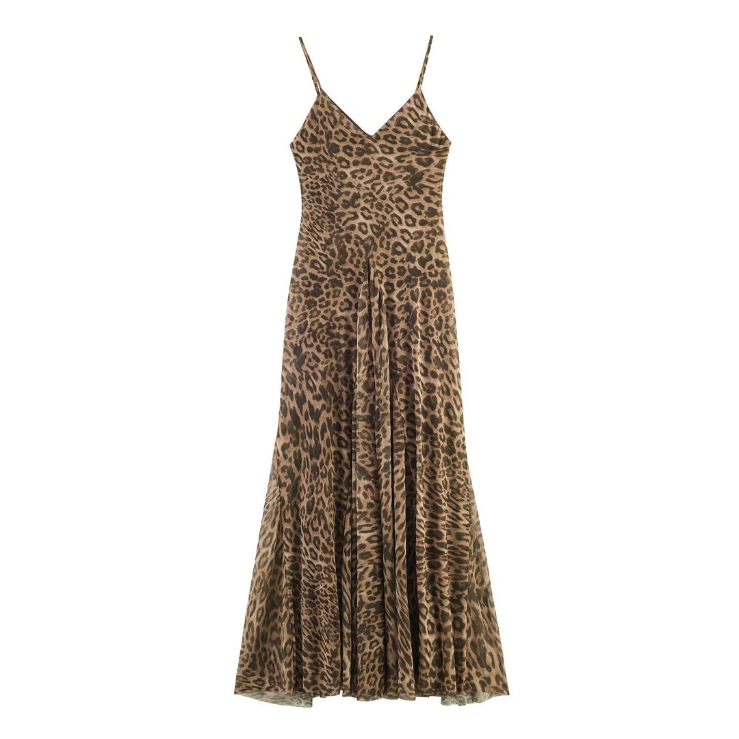 Damen Maxikleid mit elegantem Leo-Print und fließendem Schnitt Drune