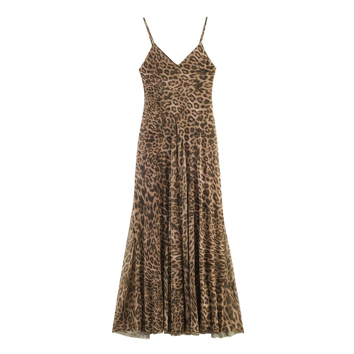 Damen Maxikleid mit elegantem Leo-Print und fließendem Schnitt Drune