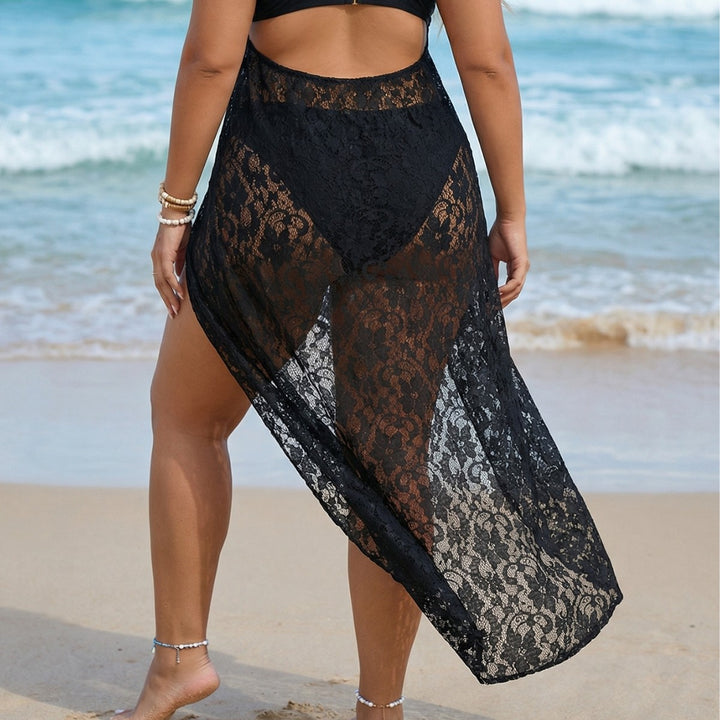 Damen Transparentes Spitzenstrandkleid Drune
