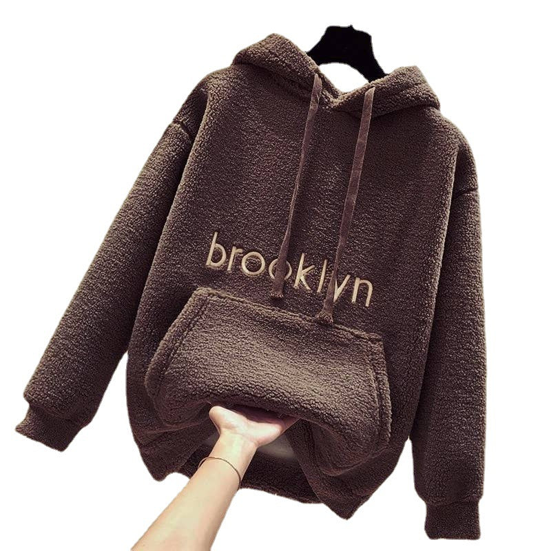 Damen kuscheliger Hoodie mit bequemer Passform und lässigem Schriftzug Drune