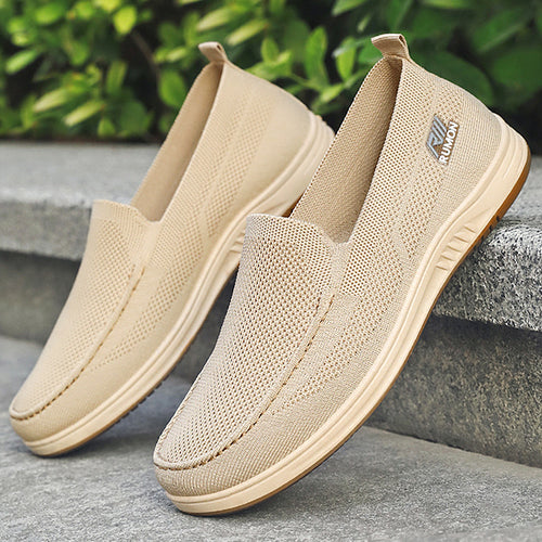 Herren nan leichtgewichtiger Mesh-Mokassin-Slipper mit nahtlosem Strickoberteil, Memory-Komforteinlage und rutschfester Flexsohle Drune