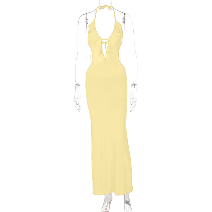 Damen Maxikleid mit Rüschendekor und figurbetontem Schnitt Drune