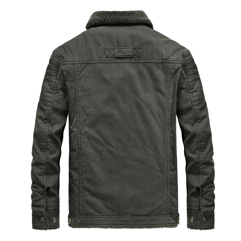 Herren Robust verarbeitete Canvas-Blousonjacke mit vollem Sherpa-Innenfutter und Utility-Taschen Drune