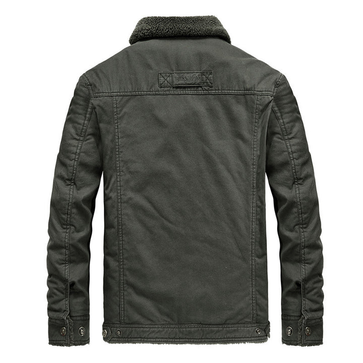 Herren Robust verarbeitete Canvas-Blousonjacke mit vollem Sherpa-Innenfutter und Utility-Taschen Drune