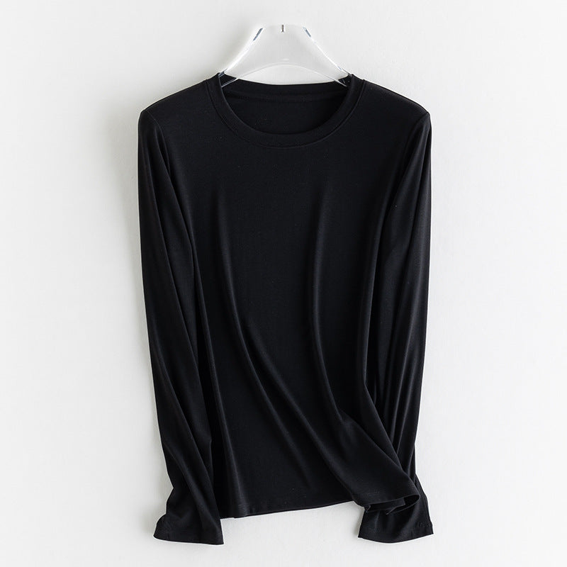 Damen Feines Longsleeve aus elastischem Modal-Jersey mit Rundhalsausschnitt und figurumspielendem Fall Drune