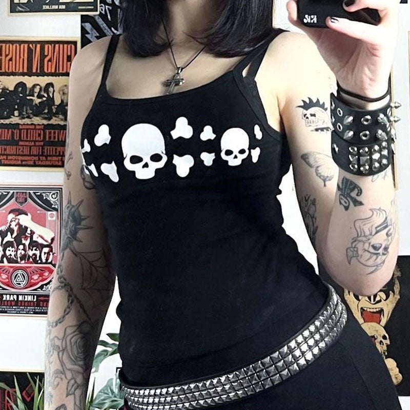 Damen Tanktop mit auffälligem Totenkopf-Design Drune