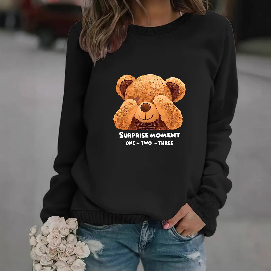 Damen Sweatshirt mit niedlichem Bärenmotiv und modernem Schriftzug Drune