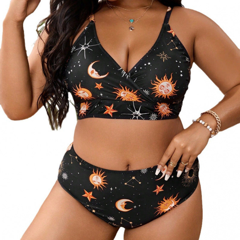 Damen Triangel-Bikini mit gebundenem Oberteil und verspieltem Sternenmuster Drune