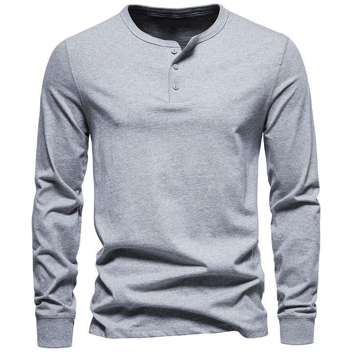 Herren Langärmliges Henley‑Shirt aus Baumwollmix mit dreifacher Knopfleiste und schmaler Silhouette Drune