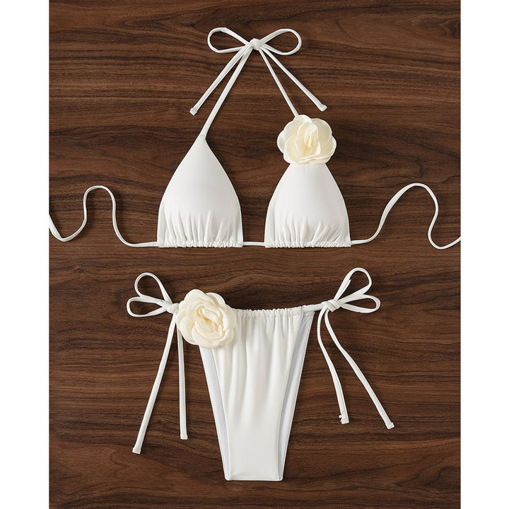 Damen Triangel-Bikini mit dekorativen Rüschen und verstellbaren Bändern Drune
