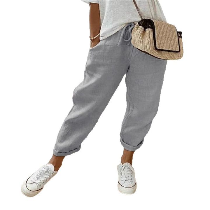 Damen Bequeme und lässige Chino-Hose mit elastischem Bund Drune