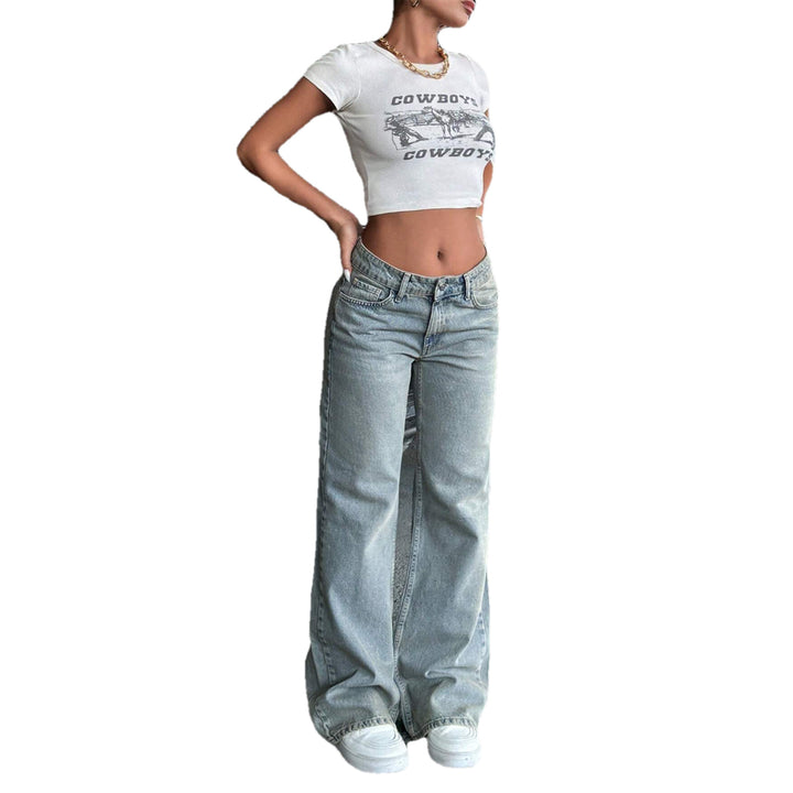 Damen Tief sitzende weite Schlagjeans aus Vintage-Denim Drune