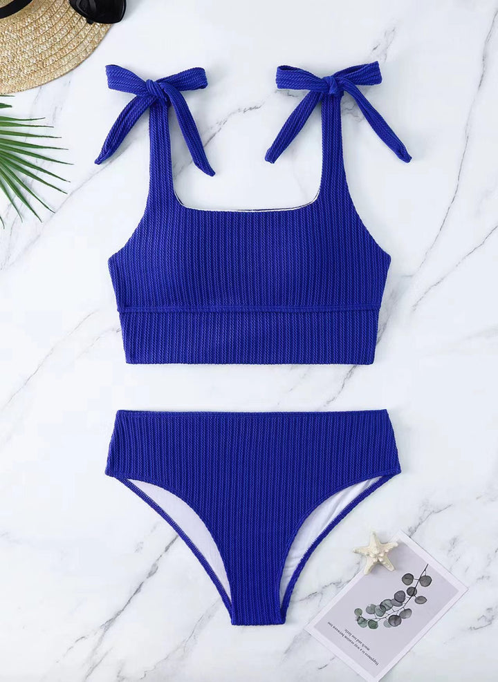Damen Bikini-Set mit trendigem Rippdesign und verstellbaren Bindeträgern Drune