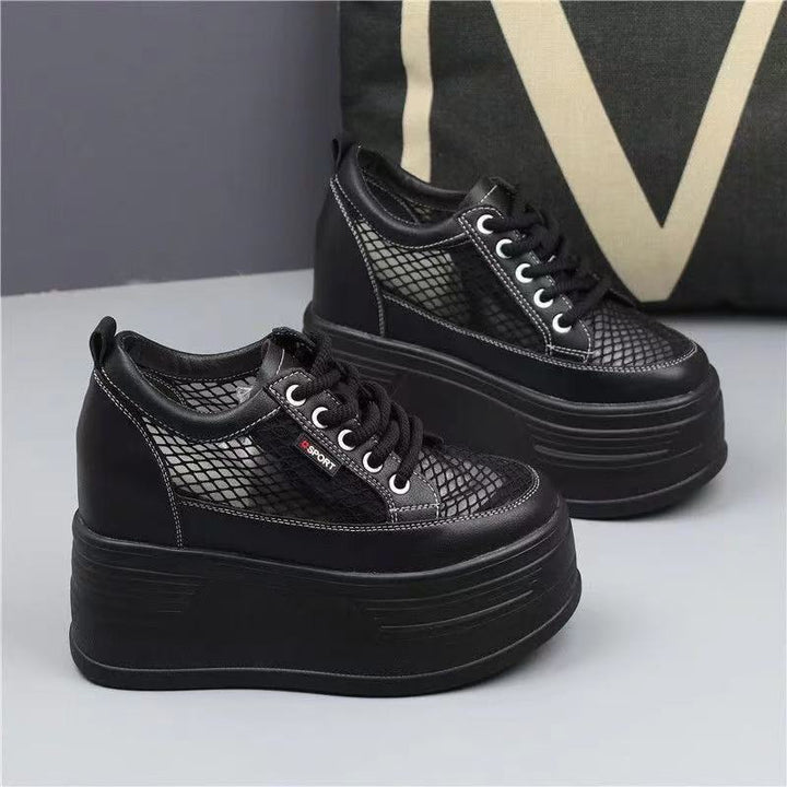 Damen Plateau Sneakers mit atmungsaktivem Netzdesign und rutschfester Sohle Drune