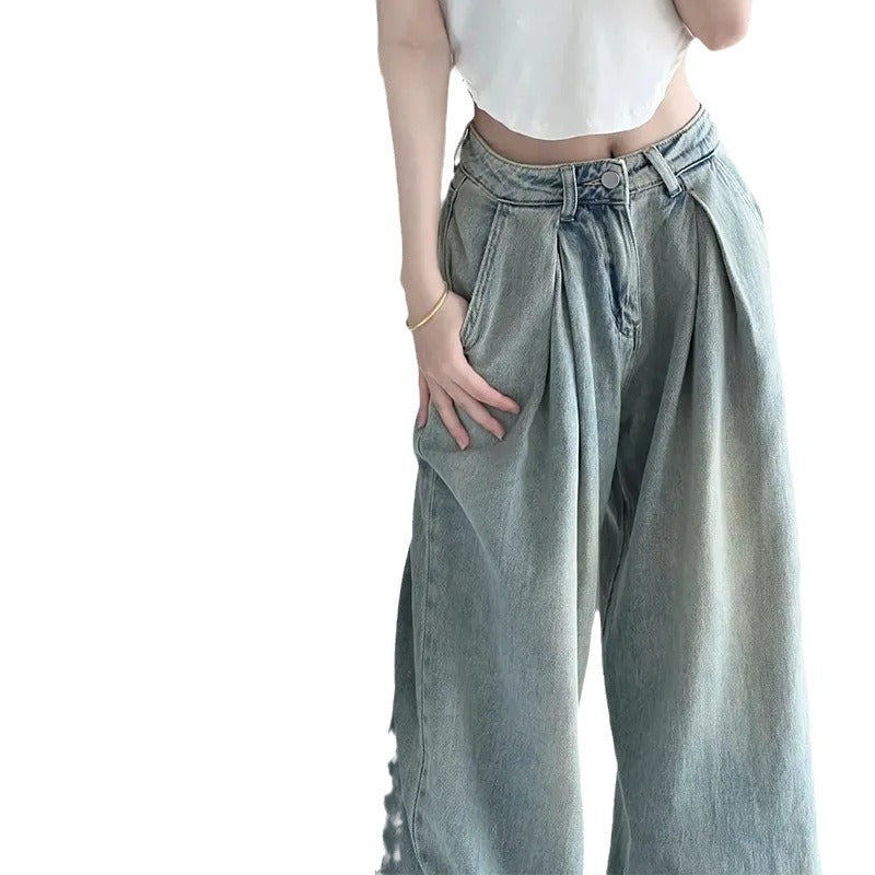 Damen Weit geschnittene Hochtaillen-Jeans Drune