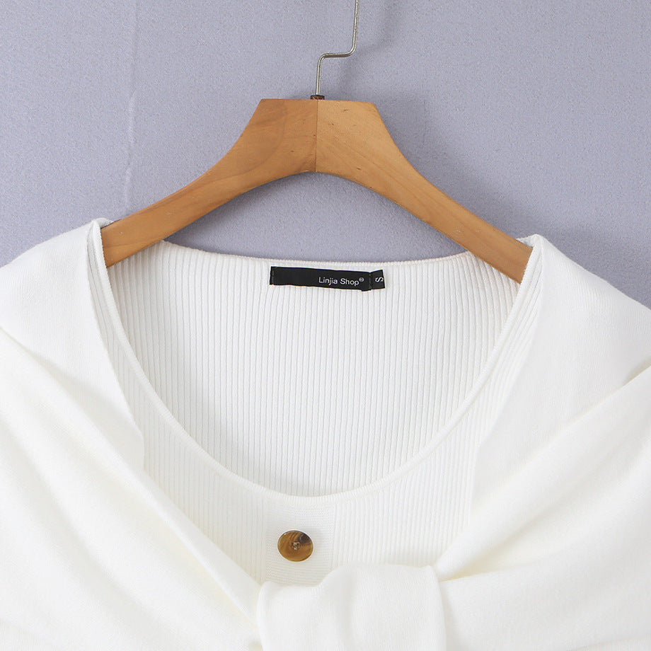 Damen Schulterstrick-Cardigan mit abnehmbarem Schultertuch-Detail Drune