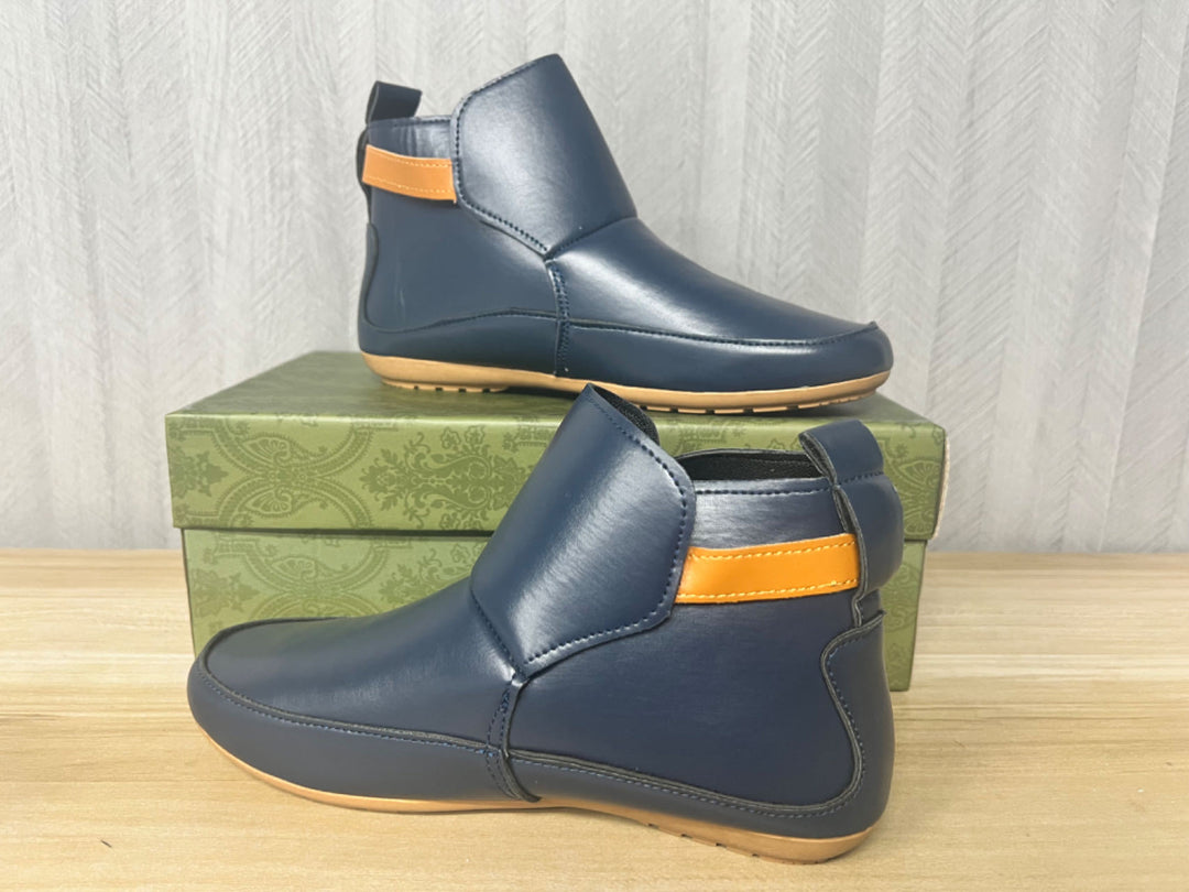 Unisex nan knöchelhohe Lederimitat-Boots mit Klettverschluss und rutschfester Gummisohle Drune