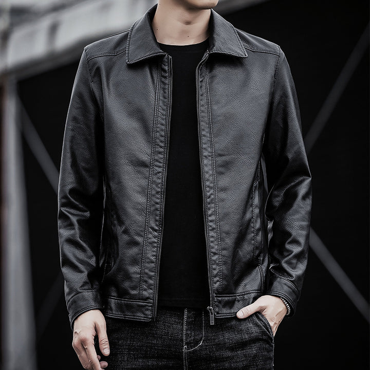 Herren Lässige Kunstlederjacke Drune