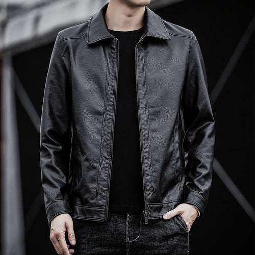 Herren Lässige Kunstlederjacke Drune