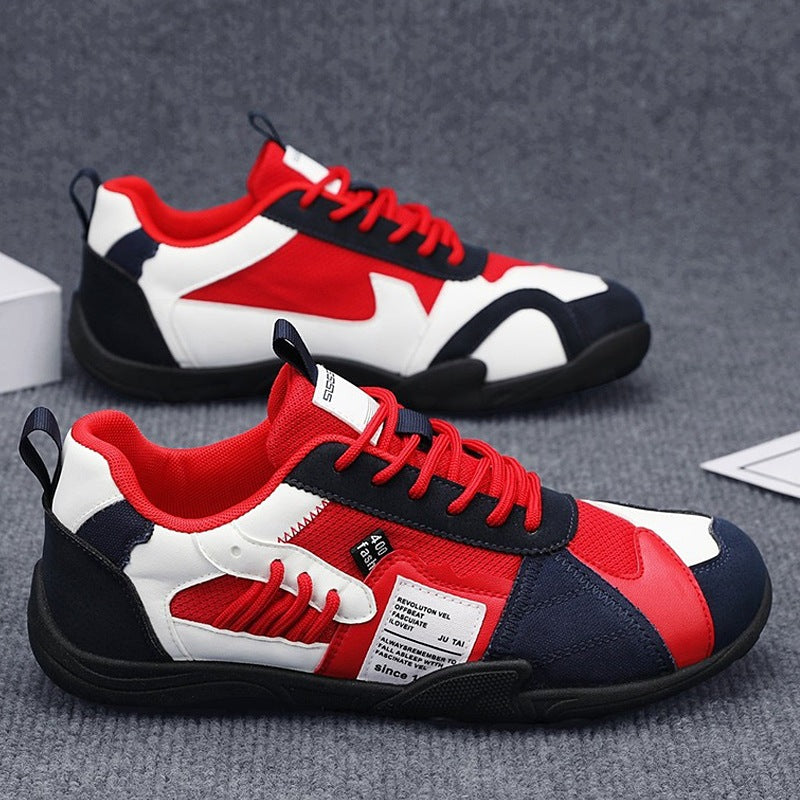 Herren sportiver Retro-Mesh-Ledermix Sneaker mit verstärkter Zehenkappe und griffiger Trailsohle Drune