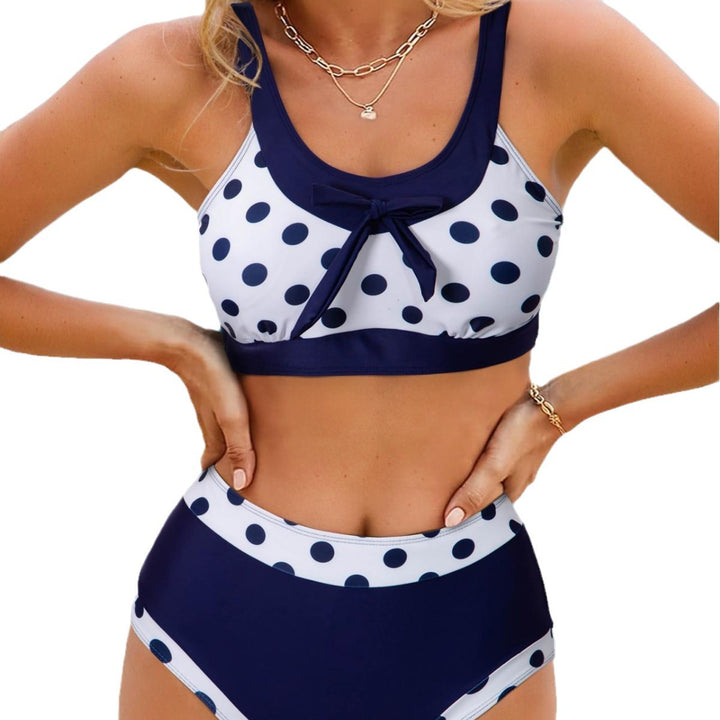 Damen Hochtaillierter Bikini mit modischem Punktemuster Drune
