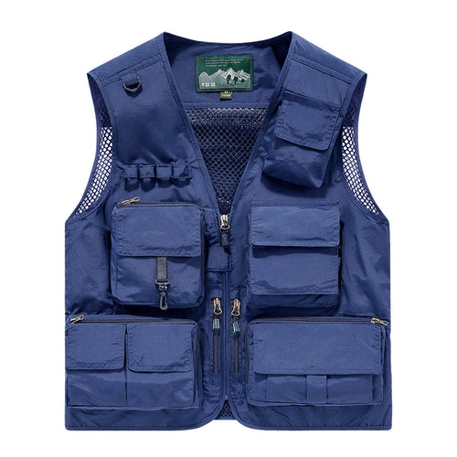 Herren multifunktionale Angler- und Utility‑Weste mit zahlreichen Reißverschluss- und Kletttaschen sowie Mesh-Innenfutter Drune