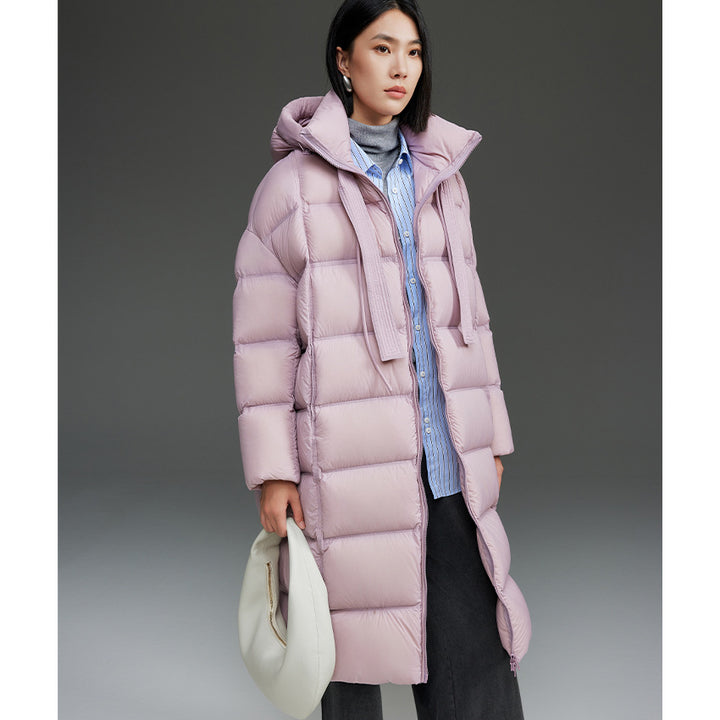 Damen Oversized Stepp-Daunenmantel mit Kapuze und verlängerter Silhouette Drune