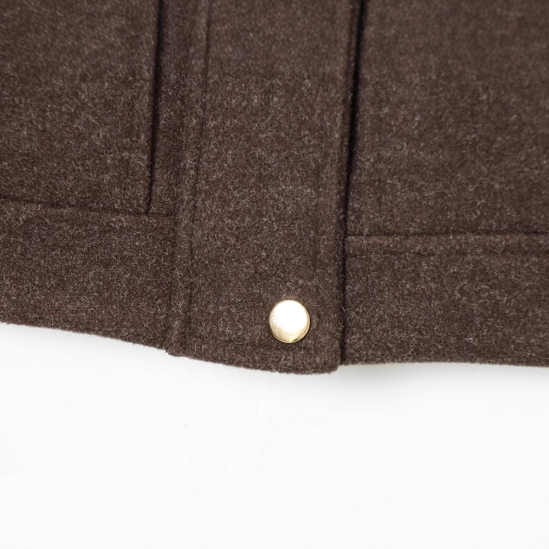 Damen Kurz geschnittene Wollmix-Boxy-Jacke mit Stehkragen und Pattentaschen Drune