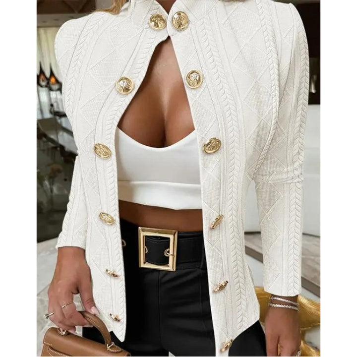 Damen Elegante und modische Strickjacke mit dekorativen Knöpfen Drune